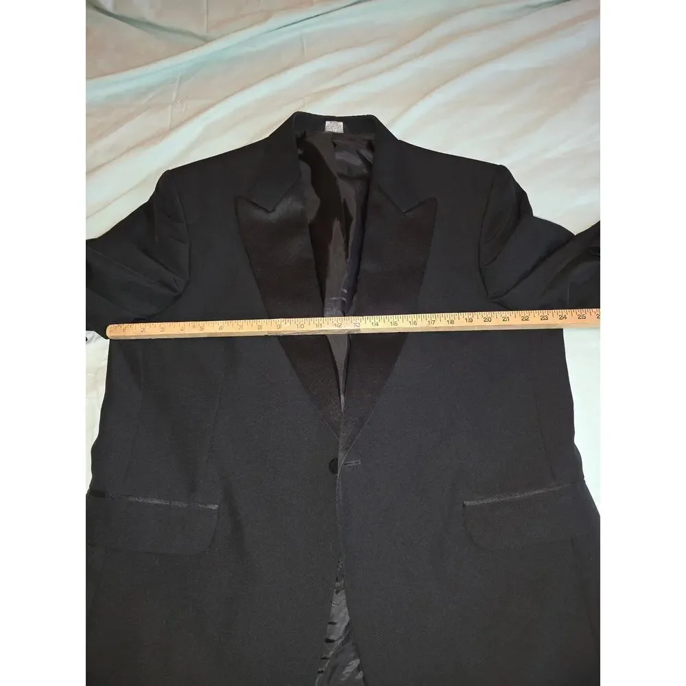 Formalwear International FWI Men's Black Tuxedo Jacket Blazer 46R Vintage Y2K